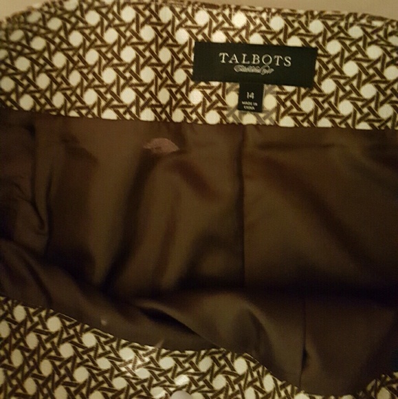 Talbots Basket Weave Brown Print Skirt size 14 EUC - Picture 7 of 7